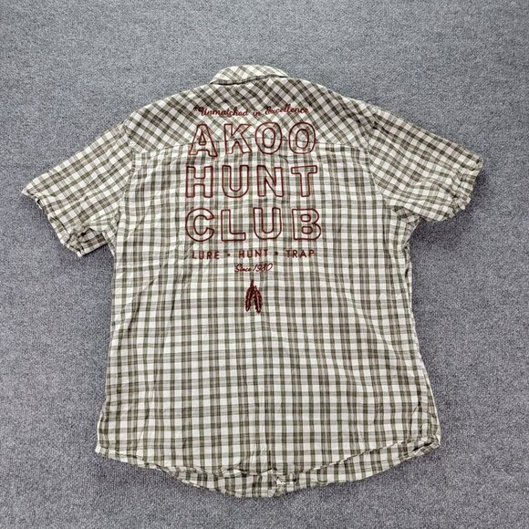 AKOO Hunt Club Shirt Mens 2XL Gray Green Plaid Short Sleeve Western‎ Urban - Picture 8 of 9